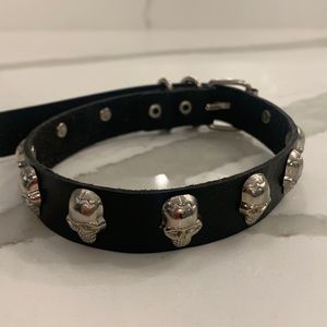 3/$15! Leather metal skull studded choker collar